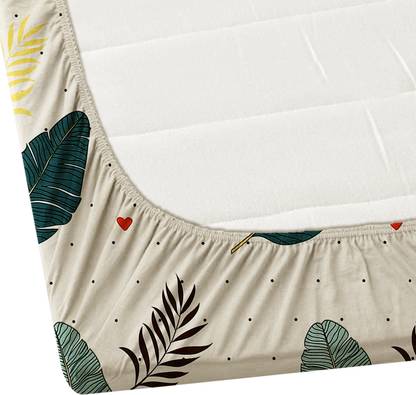 Premium Leaf Print Cotton Bedsheet Set – King Size with 2 Pillow Covers | Soft & Breathable Fabric
